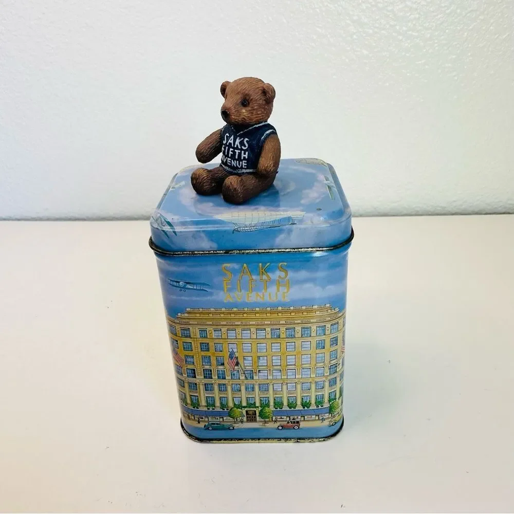 Saks Fifth Avenue‎ Vintage Teddy Bear Tin 6x3x3